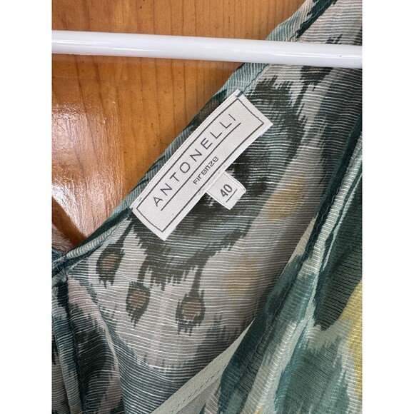 Antonelli Firenze Green Linen Silk Blend Sleeveless Mini Dress Size 40 - Picture 4 of 9